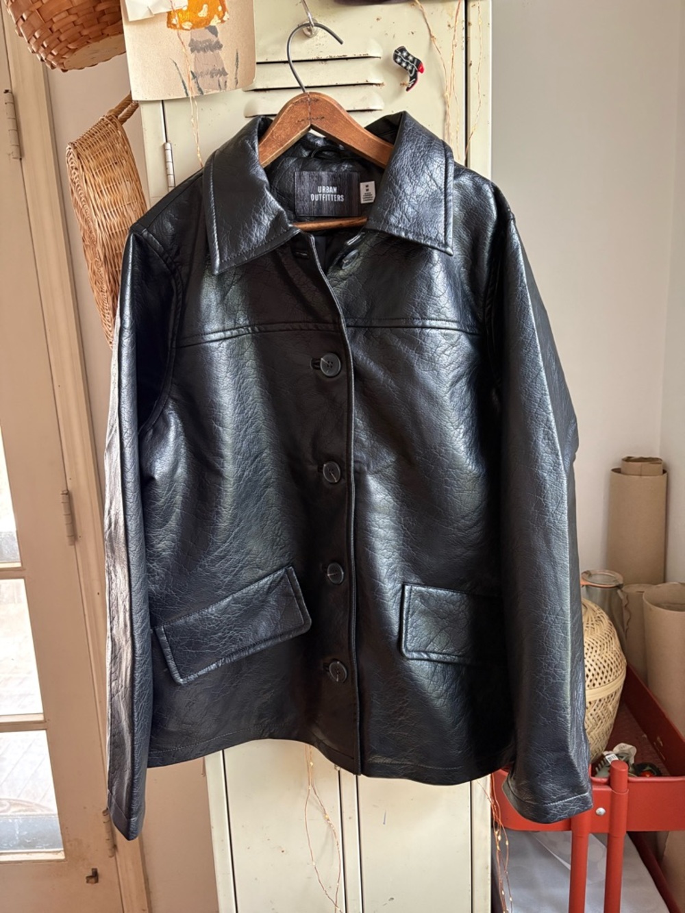 UO Sydney faux leather oversized dad jacket NWOT - Picture 6 of 7